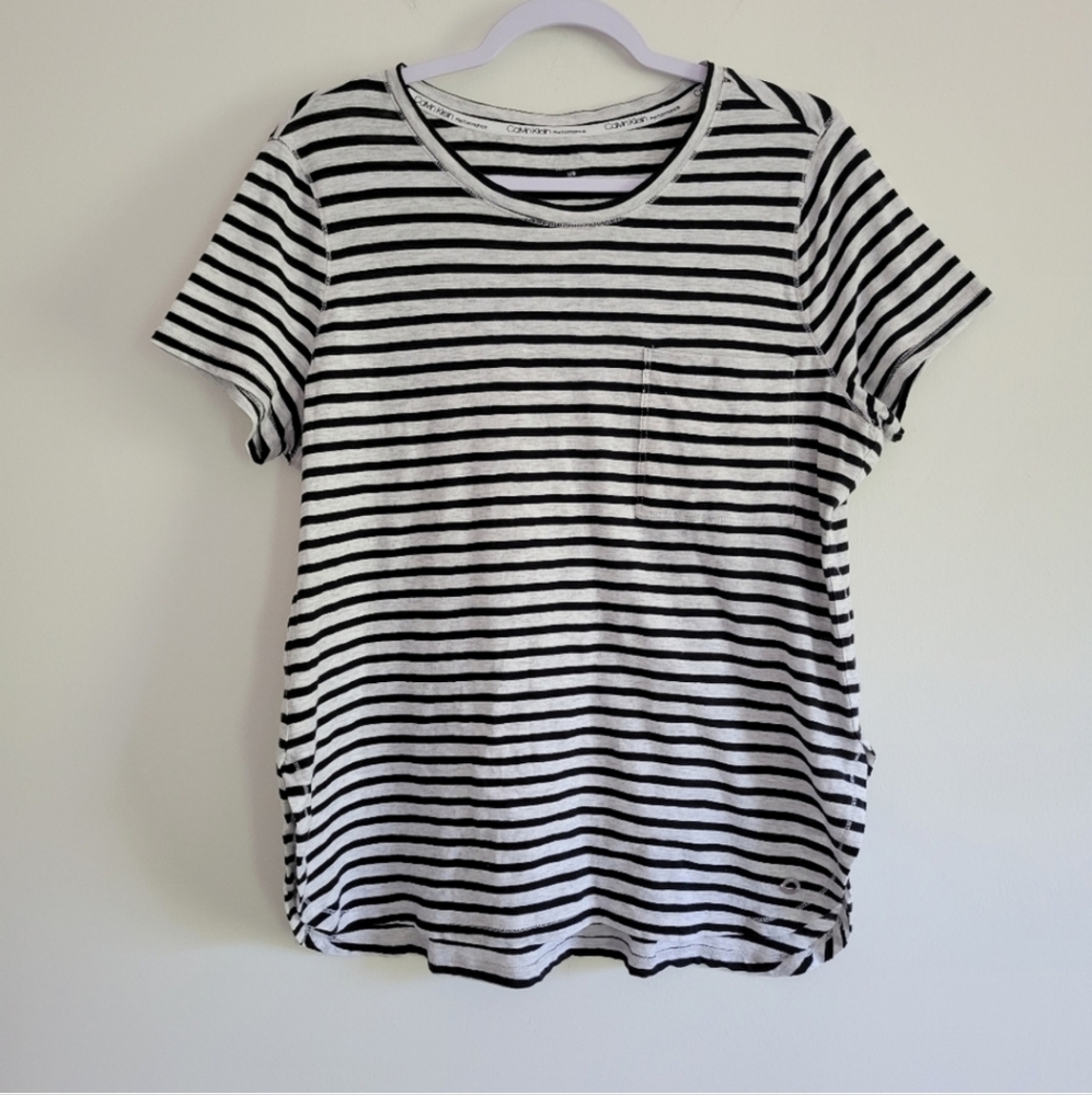 Calvin Klein Performance Striped Short Sleeve Top Size L